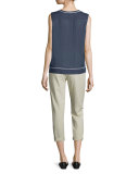 Lace-Insert Sleeveless Top