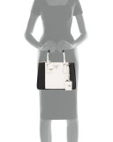 Bicolor Saffiano Lux Tote Bag, Black/White (Nero/Bianco)