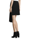 Asymmetric Pleated Skirt, Black