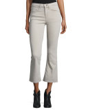 Flare-Leg Cropped Jeans, Beige