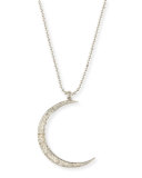 Large Pavé Diamond Crescent Pendant Necklace