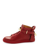 Women's Padlock & Key Pebbled Leather Sneaker, Red