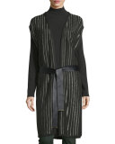 Belted Striped Knit Vest, Fir