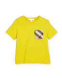 Callum Check-Pocket Jersey Tee, Yellow, Size 4-14