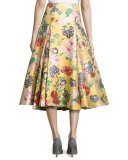Romantic Garden Brocade A-Line Skirt, Yellow/Multi