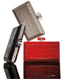 Coffered Crocodile Minaudiere, Cream