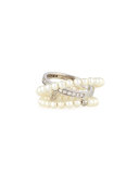 Pearl & Diamond Wrap Ring in 18K White Gold