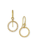 18K Yellow Gold & White Diamond Round Drop Earrings