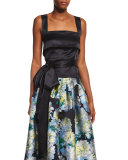 Sleeveless Waist-Bow Top, Black