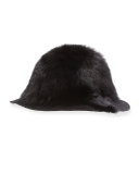 Arden Fox-Fur Wide-Brim Hat, Black