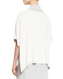 Short-Sleeve Silky Tunic, White, Petite