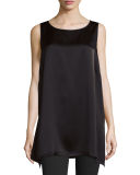 Silk Satin-Back Crepe Sleeveless Tunic 