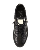 Men's Patent Low-Top Sneaker, Black