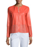 Aisha Leather Jacket with Illusion Trim