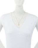 14K Gold Bezel-Set Diamond Cross Charm Necklace