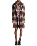 Floral Jacquard Mini Shirtdress, Copper Rose Metallic
