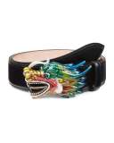 Leather Belt with Dragon Buckle