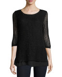 Sequined Open-Weave Cashmere Top