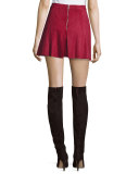 Lee Pleated Suede Mini Skirt, Burgundy