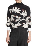 Piuma Floral Pullover Sweater, Onyx/Vanilla