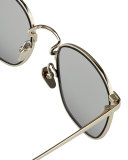 Mirrored Square Sunglasses, White Gold