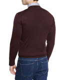 Collection Merino-Silk V-Neck Sweater, Barolo