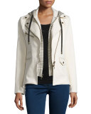 Stretch Jacket w/ Striped Hoodie Dickey, Ecru