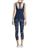 Inco Cropped Sport Leggings, Midnight Peru Print