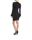 Lighthouse Bell-Sleeve Knit Dress, Black