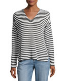 Organic Linen Striped V-Neck Box Top