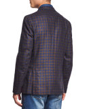 San Servo Check Two-Button Sport Coat, Brown/Blue