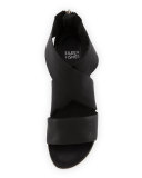 Sport Wide-Strap Leather Sandal, Black
