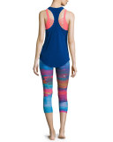 Graphic-Printed Capri Sport Leggings, White Sands