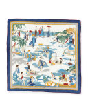 Sur La Cote Cashmere & Silk Shawl, Blue/Red