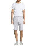 Linen-Blend Flat-Front Shorts, Cloud