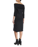 Off-The-Shoulder Monili-Strap Dress, Volcano