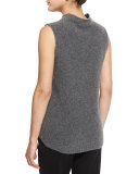 Sleeveless Mock-Neck Cashmere-Blend Vest, Gray