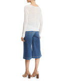Henley Raglan-Sleeve Tee, Blanc