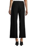 Washable Crepe Wide-Leg Pants, Black, Plus Size