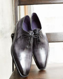 Alessandro One-Piece Leather Shoe, Black 