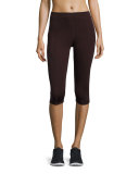 Paneled Mid-Rise Capri Leggings, Raisin