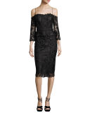 Adora Cold-Shoulder Floral Lace Cocktail Dress