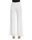 Washable Wide-Leg Pants, White