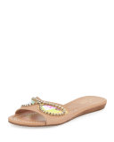 taleen too sunglasses slide sandal, natural/gold/blue mirror