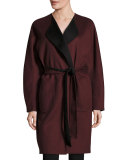 Singer Belted Wool Coat, Port/Black