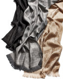 Shimmery GG Pattern Scarf, Silver