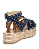 Crisscross Suede Espadrille Sandal, Oltremare