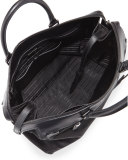 Leather & Nylon Horizontal Tote Bag, Black