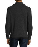Cashmere Button-Zip Cardigan Jacket, Derby Gray/Black