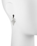 Art Deco Black Enamel & White Zircon Pave Arrow Earrings